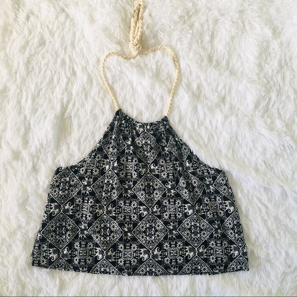 3/$20 Forever 21 Black and White Halter Crop Top
